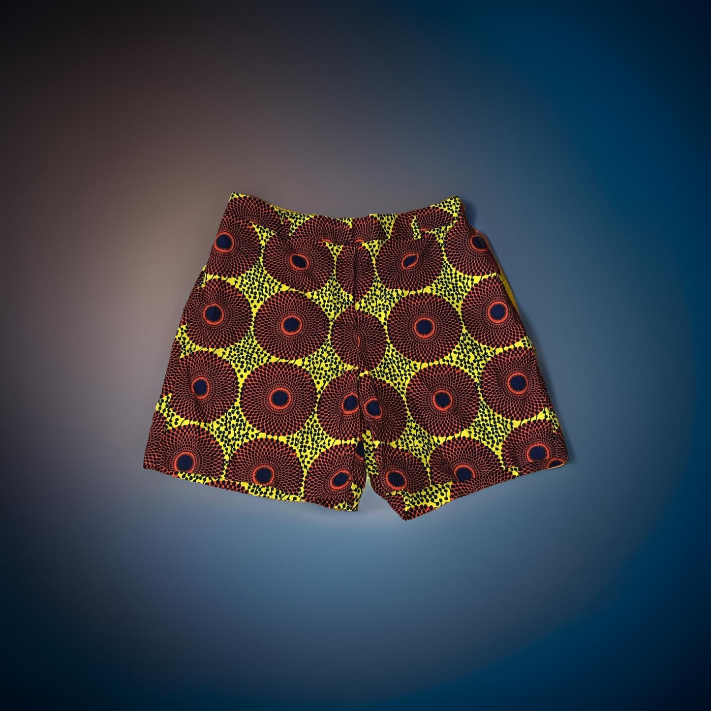 Yellow and Sangria Waves Shorts