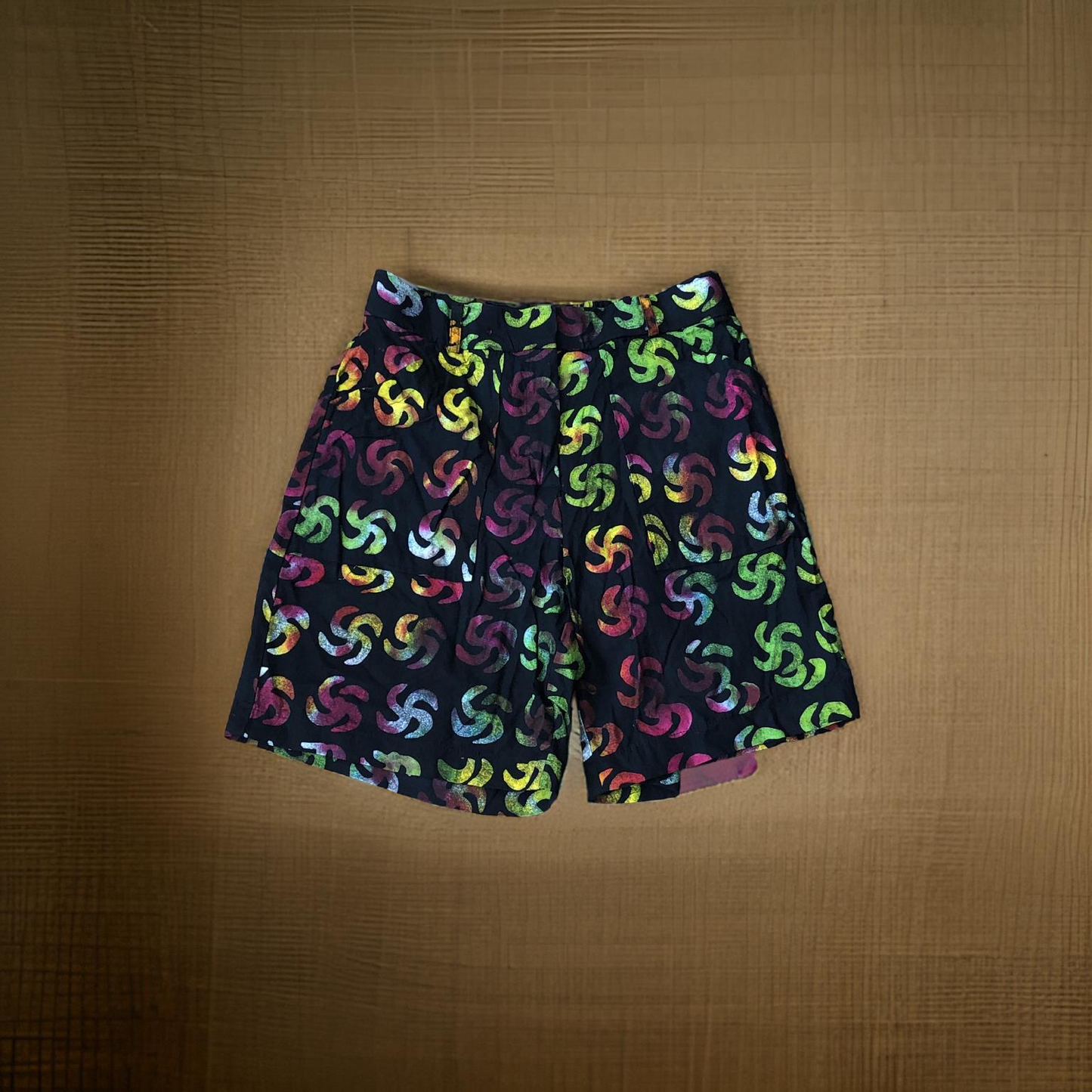 Black, Red, and Yellow Motif Shorts