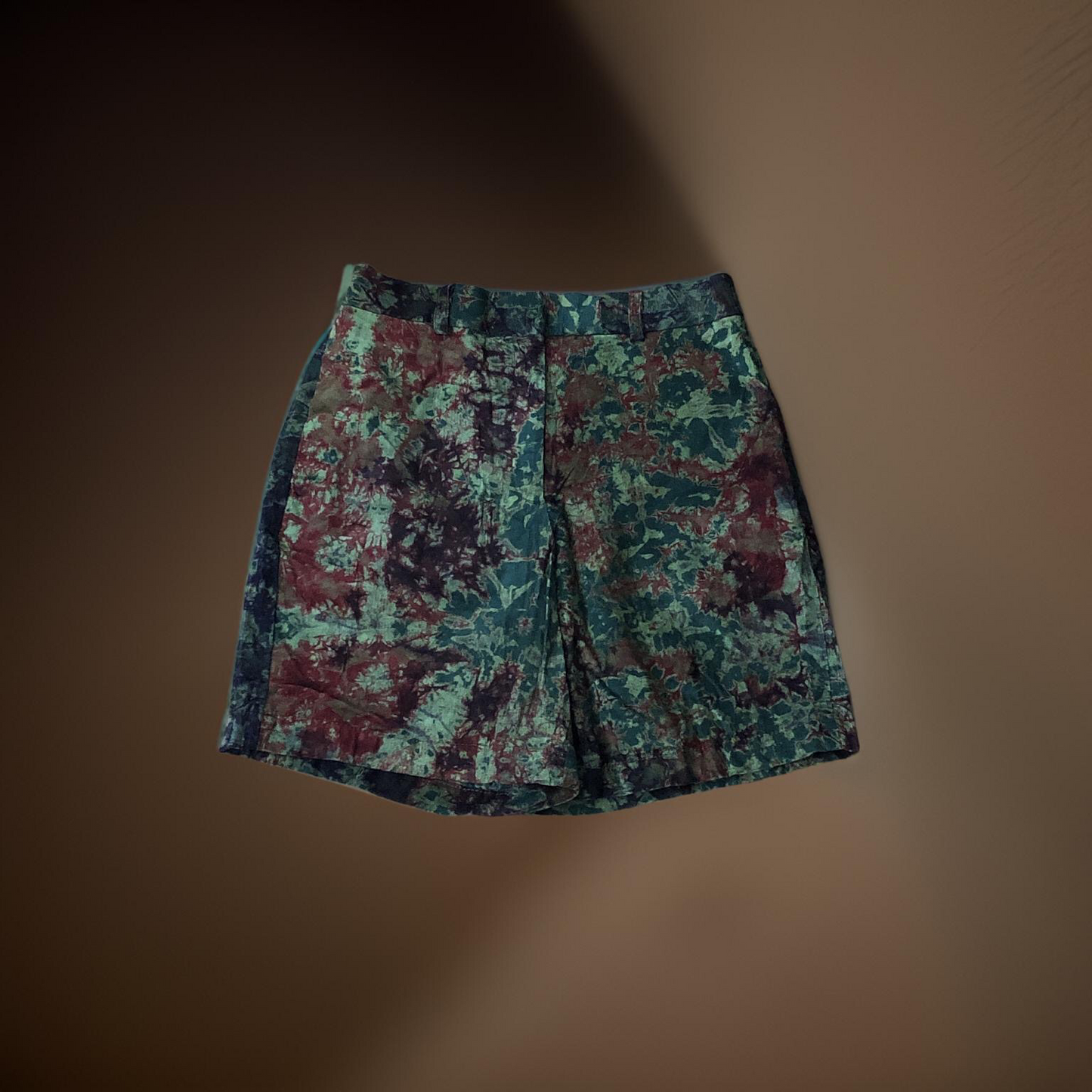 Dark Green and Red Corduroy Shorts