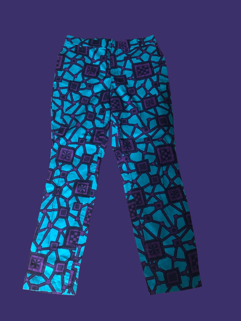 Dark Purple Connection Print Straight Leg Pants