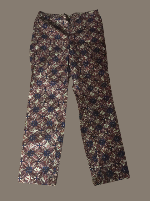Brown, Red and Blue Butterfly Print Straight Leg Pants