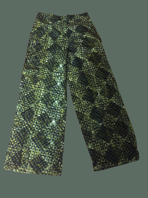Green Batik Wide leg Pants