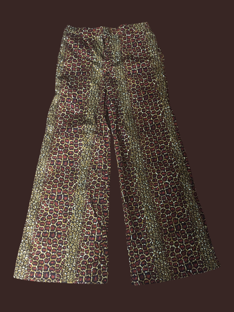 Brown and Red Leopard Print Wide Leg Pants