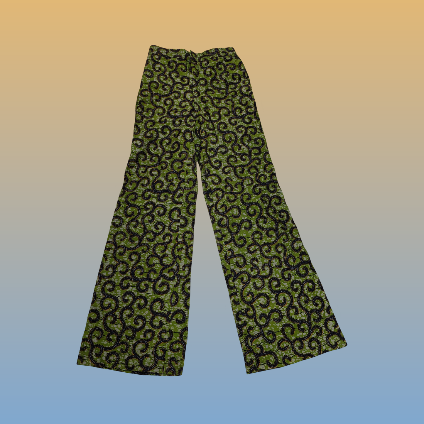 Dark Green Curly Wide Leg Pants