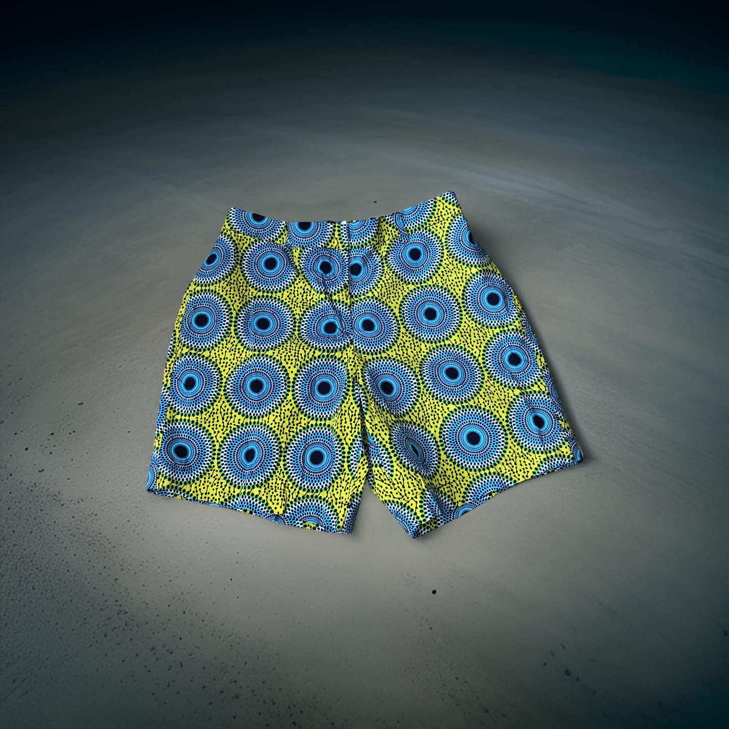 Yellow and Turquoise Waves Shorts