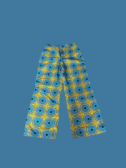 Yellow and Turquoise Waves Wide Leg pants