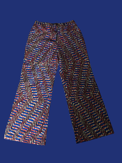 Dark Red and Blue Zig Zag Wide Leg Pants