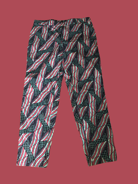 Blue and Pink Banner Print Straight Leg Pants