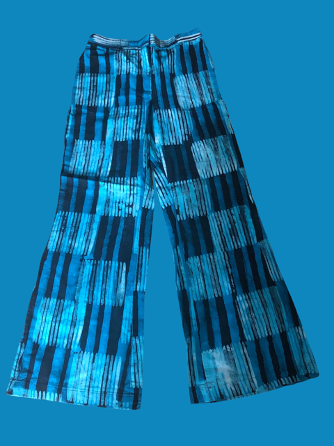Blue Batik Print Wide Leg Pants