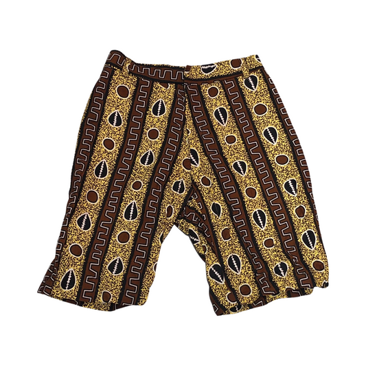 Brown Cowry Shell Print Long Shorts