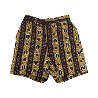 Brown Cowry Shell Print Shorts