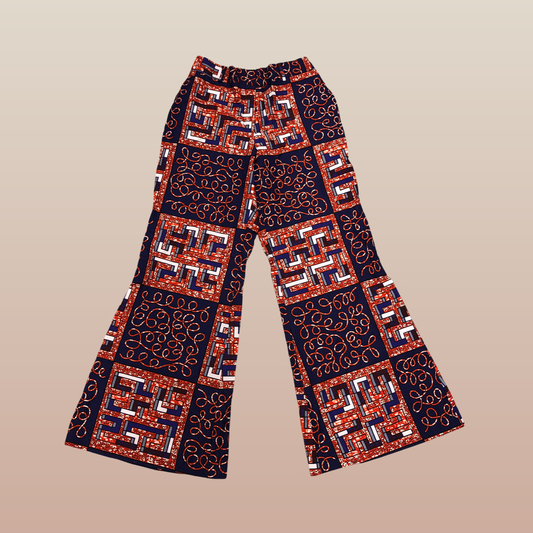 Dark Red and Purple Block Bell Bottom Pants