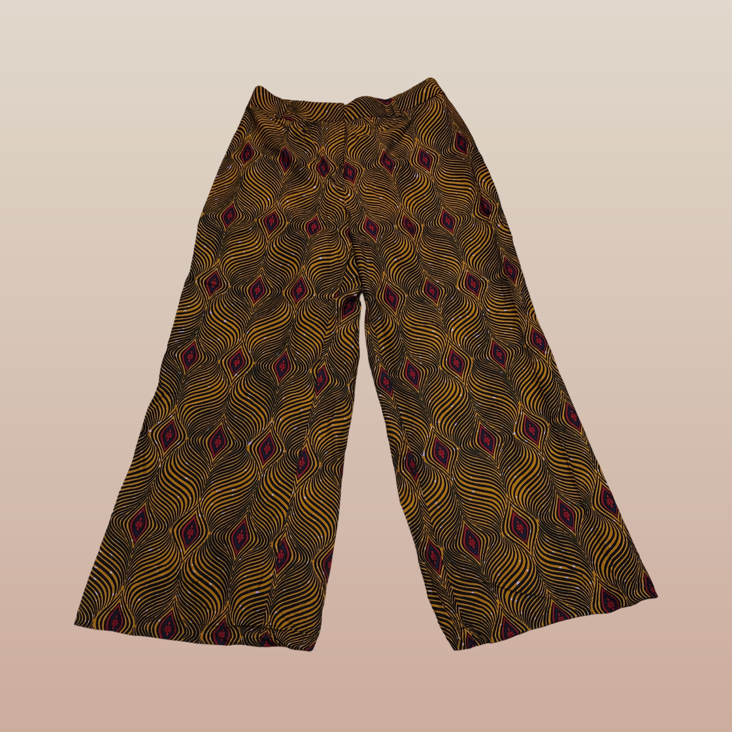 Dark Yellow and Red Diamond Wide Leg Pants