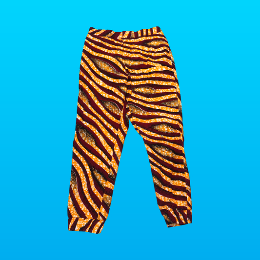 Dark Red and Orange Stripes Straight Leg Pants