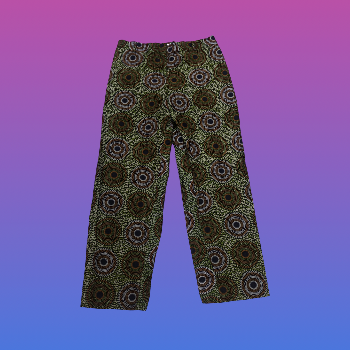 Dark Green Waves Straight Leg Pants