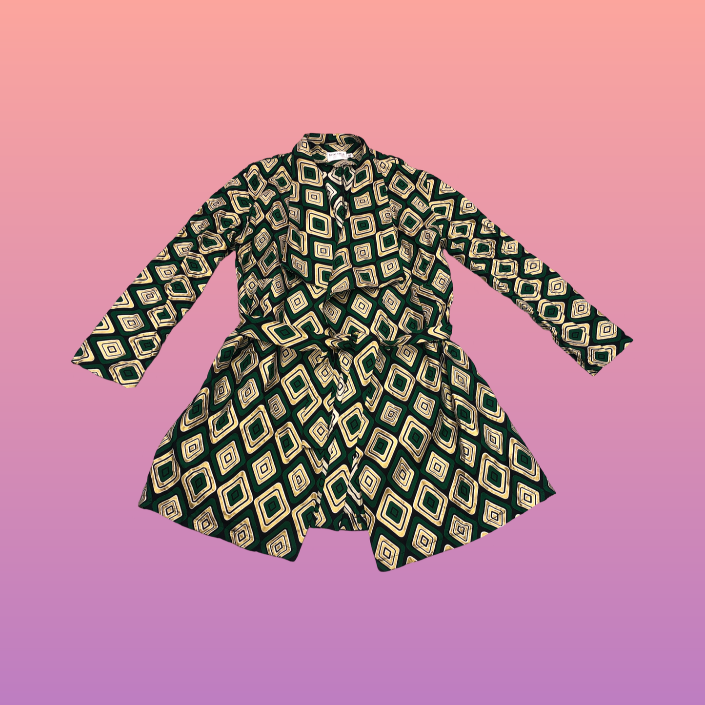 Dark Green Metallic Diamond Duster /Trench Coat