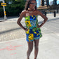 Blue Patchwork Playsuit