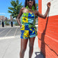 Blue Patchwork Playsuit