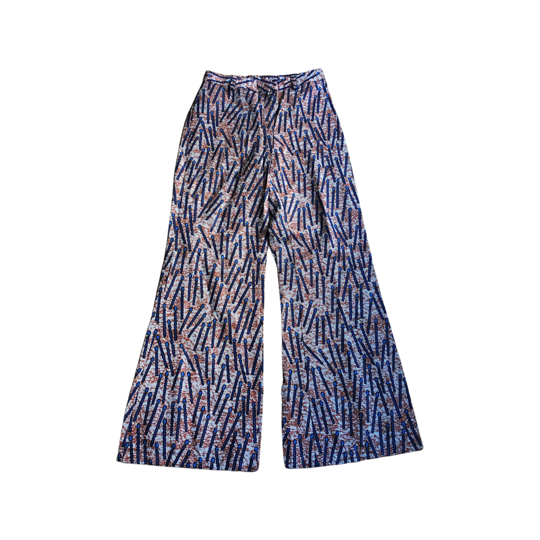 Dark Red and Blue Matchstick Wide Leg Pants