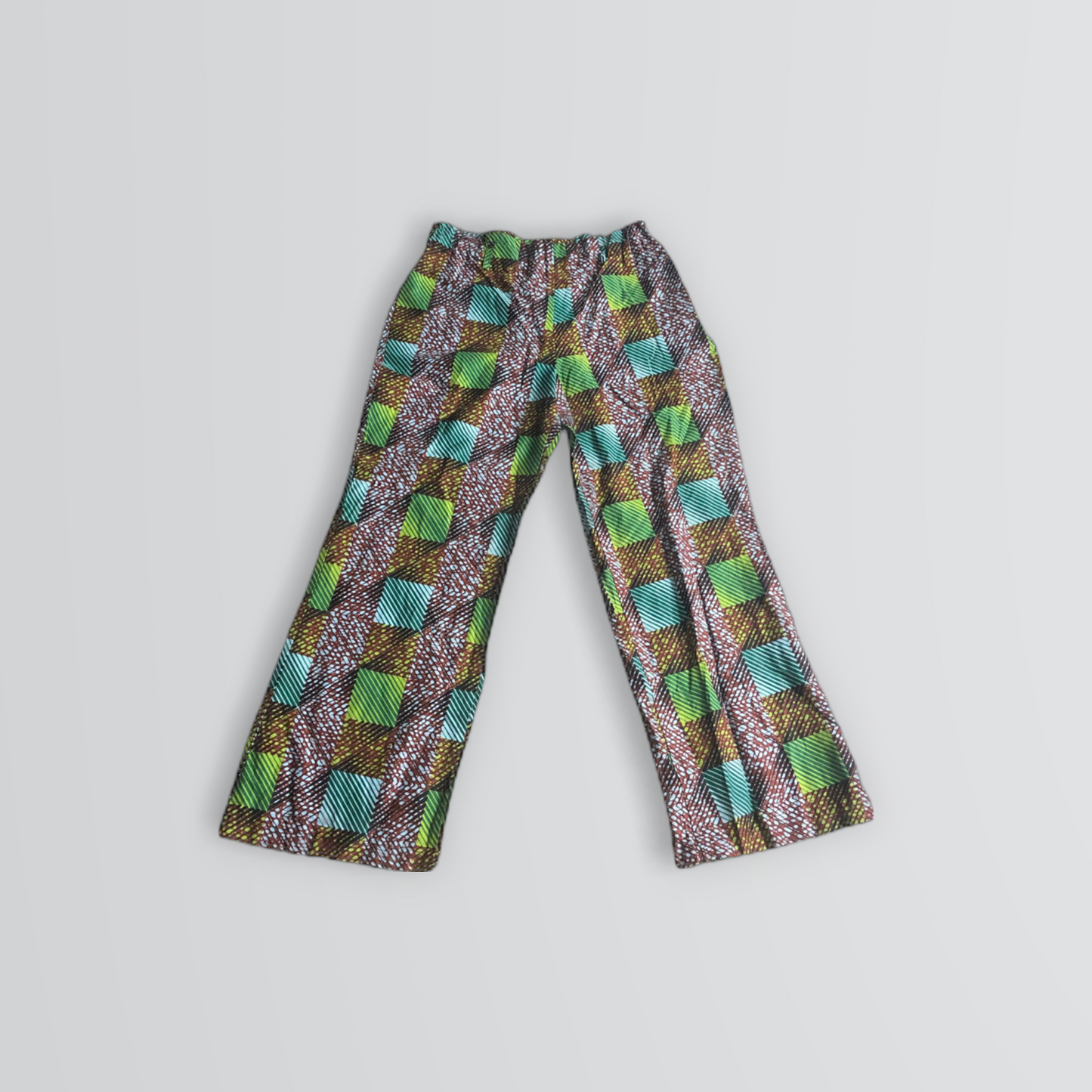 Dark Green and Red Print Wide Leg Pants