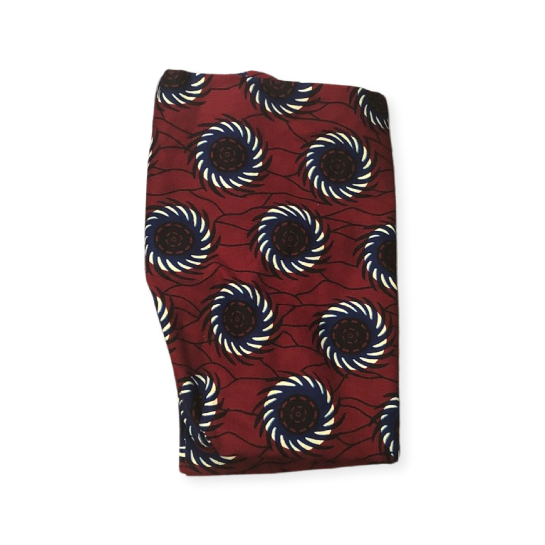 Dark Red and Blue Spiral Print Headwrap
