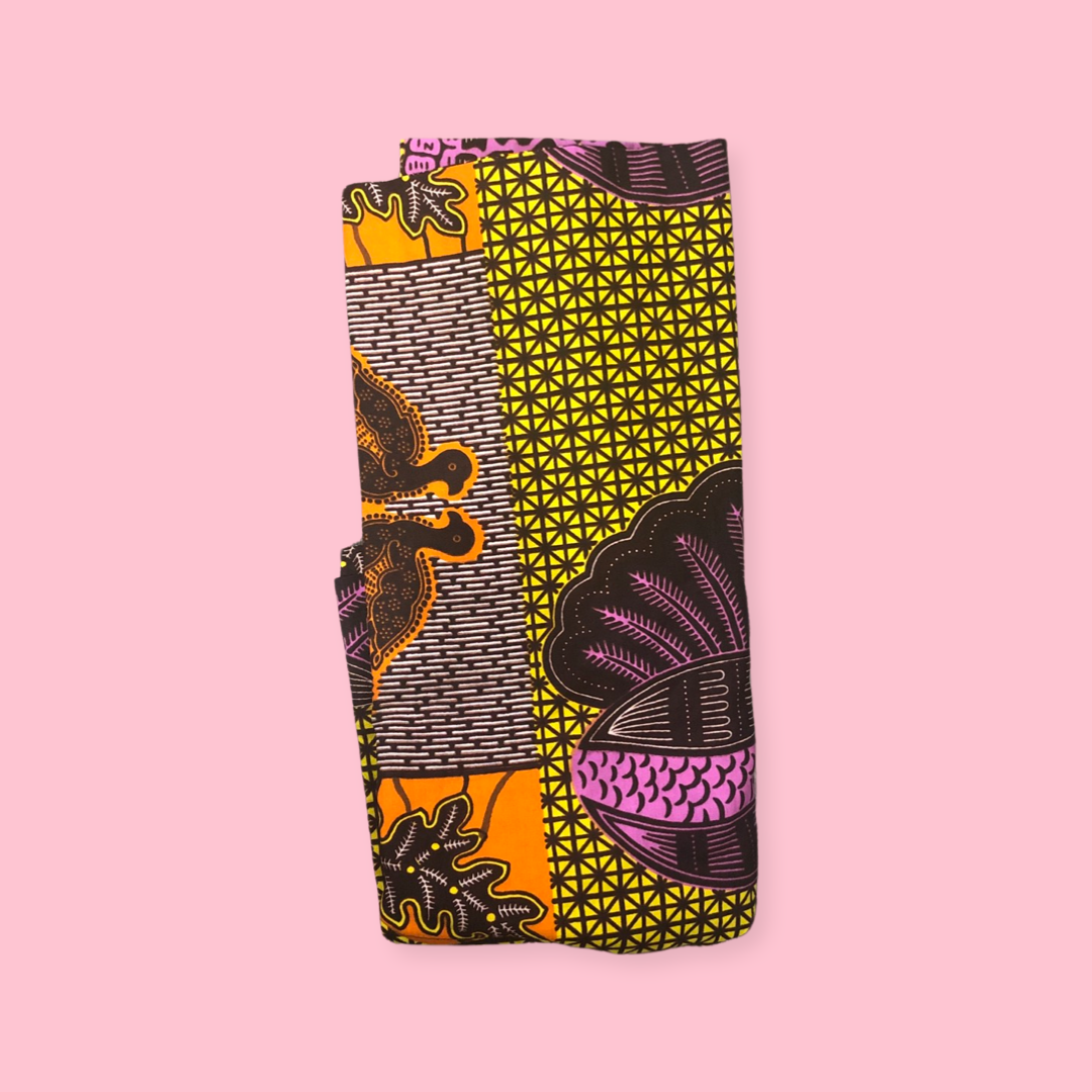 Pink and Orange Peacock Print Headwrap