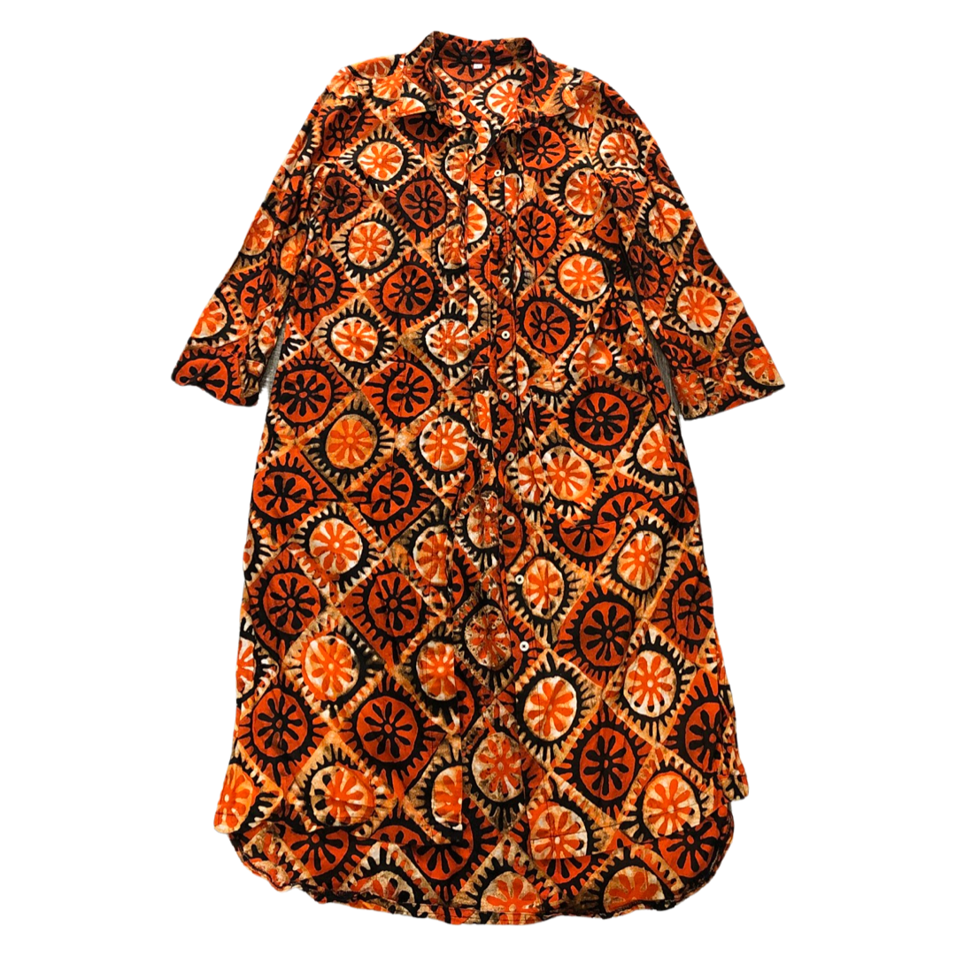 Orange and Black Sun Batik Tunic