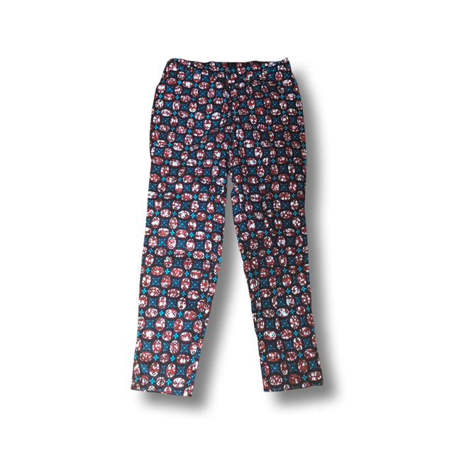 Blue and Red Tic Tac Print Straight Leg Pants