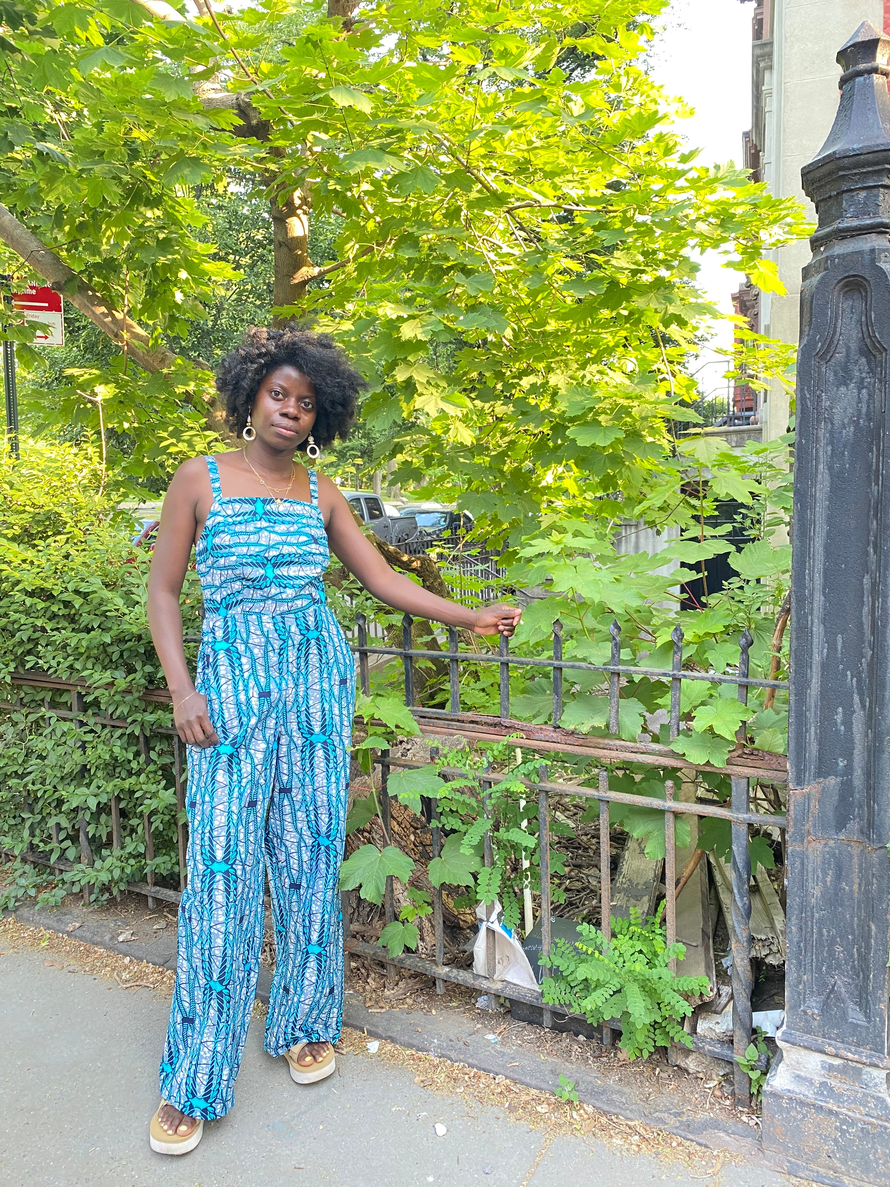 Light blue strapless store jumpsuit