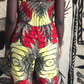 Red and Yellow Print Jumpsuit