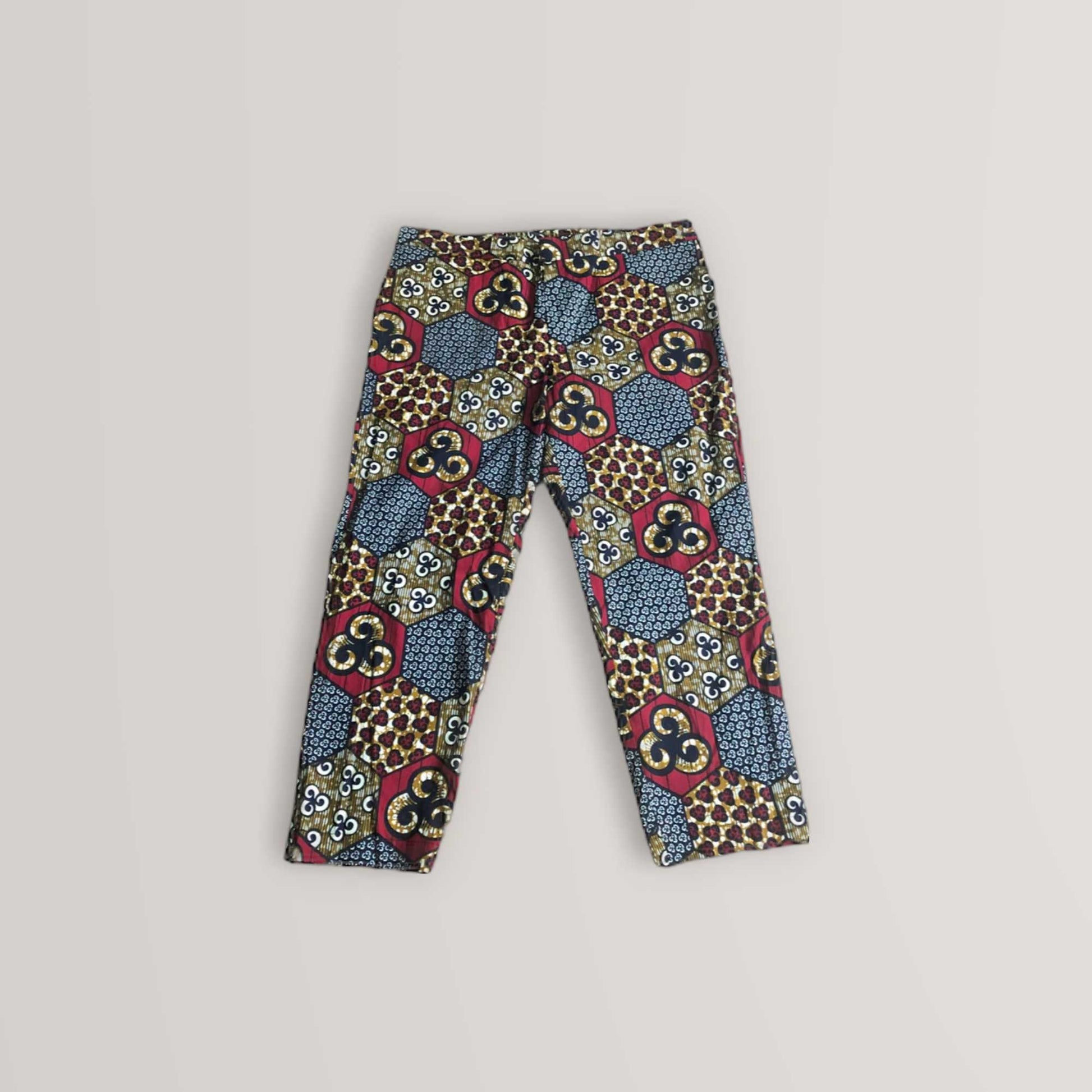 Red and Brown Horns Print Wide Leg Pants
